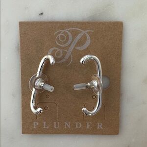 $ NWT indie boho Silver Curved Bar Ear Cuff Earrings - Silver